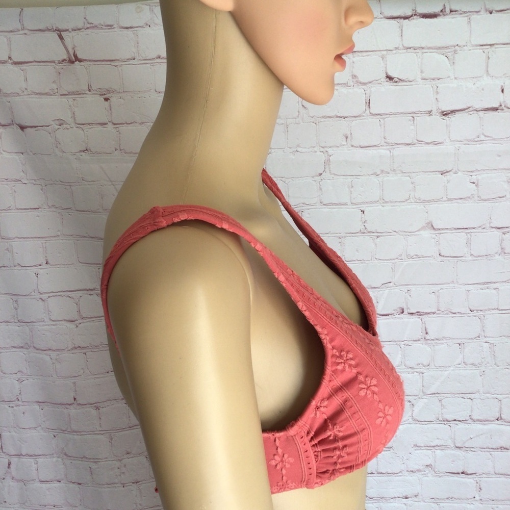 California Waves Coral Floral Bralette Bikini Top - Size Medium - Picture 2 of 8
